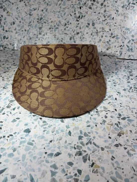 Coach Signature C Visor Hat Khaki Brown Adjustable Sun Visor - Picture 3 of 7